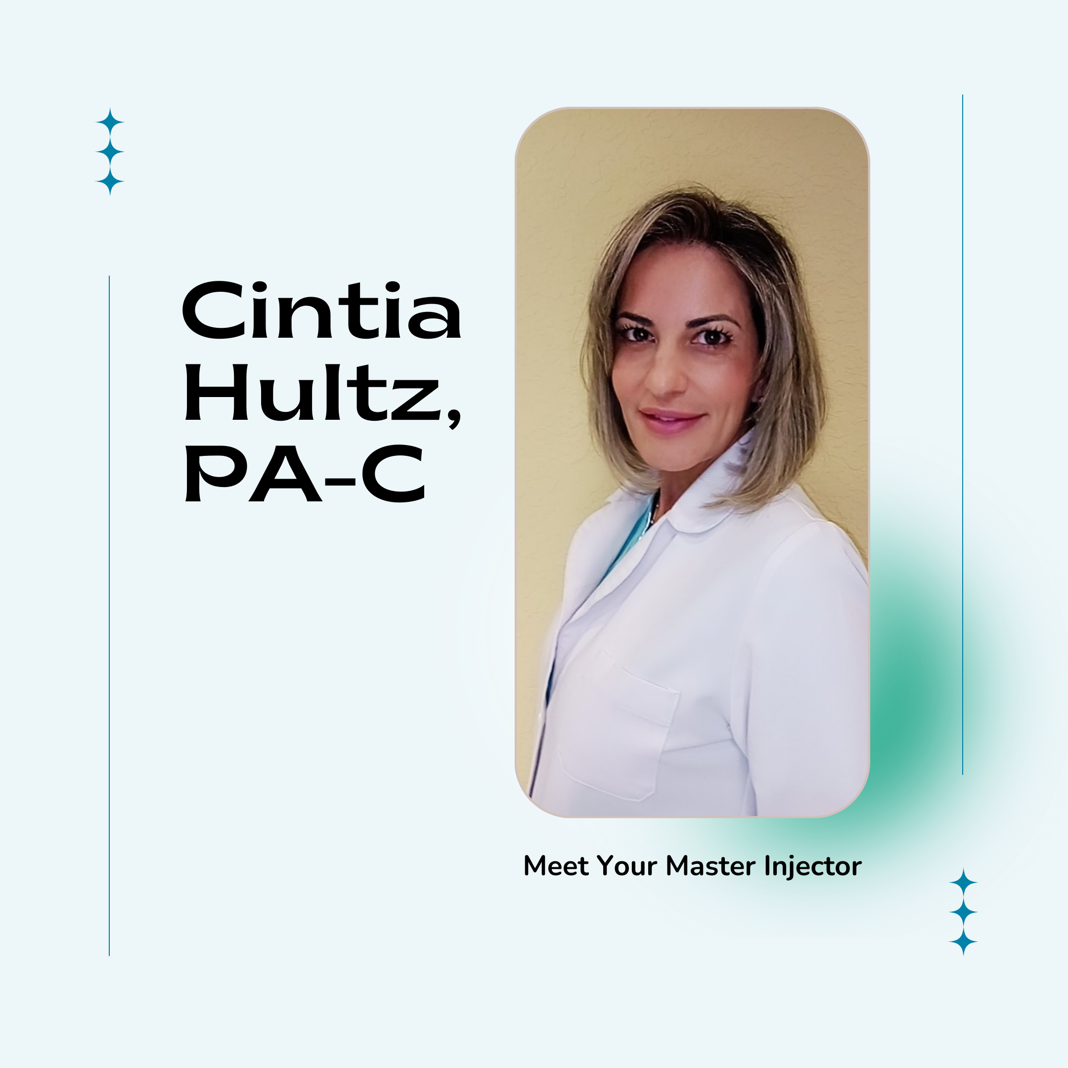 Cintia Hutlz, PA-C is South Florida’s leading cosmetic physician, with over 10 years of injection and cosmetic medicine experience. She is a master injector with expertise in face optimization using Revanesse Versa, Revanesse Lips, Radiesse and Belotero, anti-aging treatments using Botox/Xeomin. Cintia also specializes in weight loss programs with Semaglutide injections. Cintia has a warm and caring approach to client and patient goals and concerns.